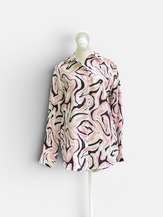 Rachel Zoe Tops - Rachel Zoe Swirl Print Blouse in Pink & Black Size XS (Runs Big) NWT